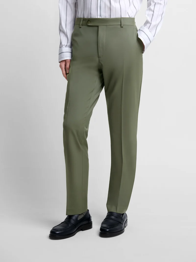 Costume 3 pièces slim en laine vert bronze