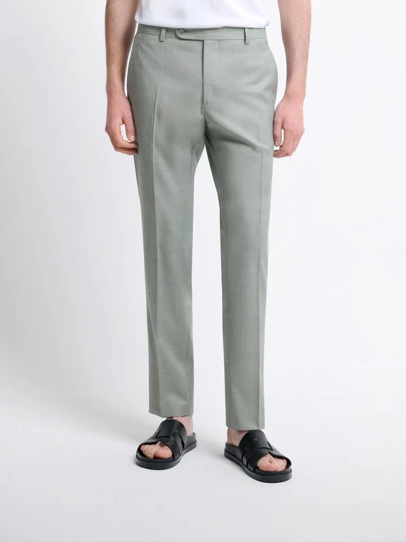 Costume 3 pièces slim en laine vert amande