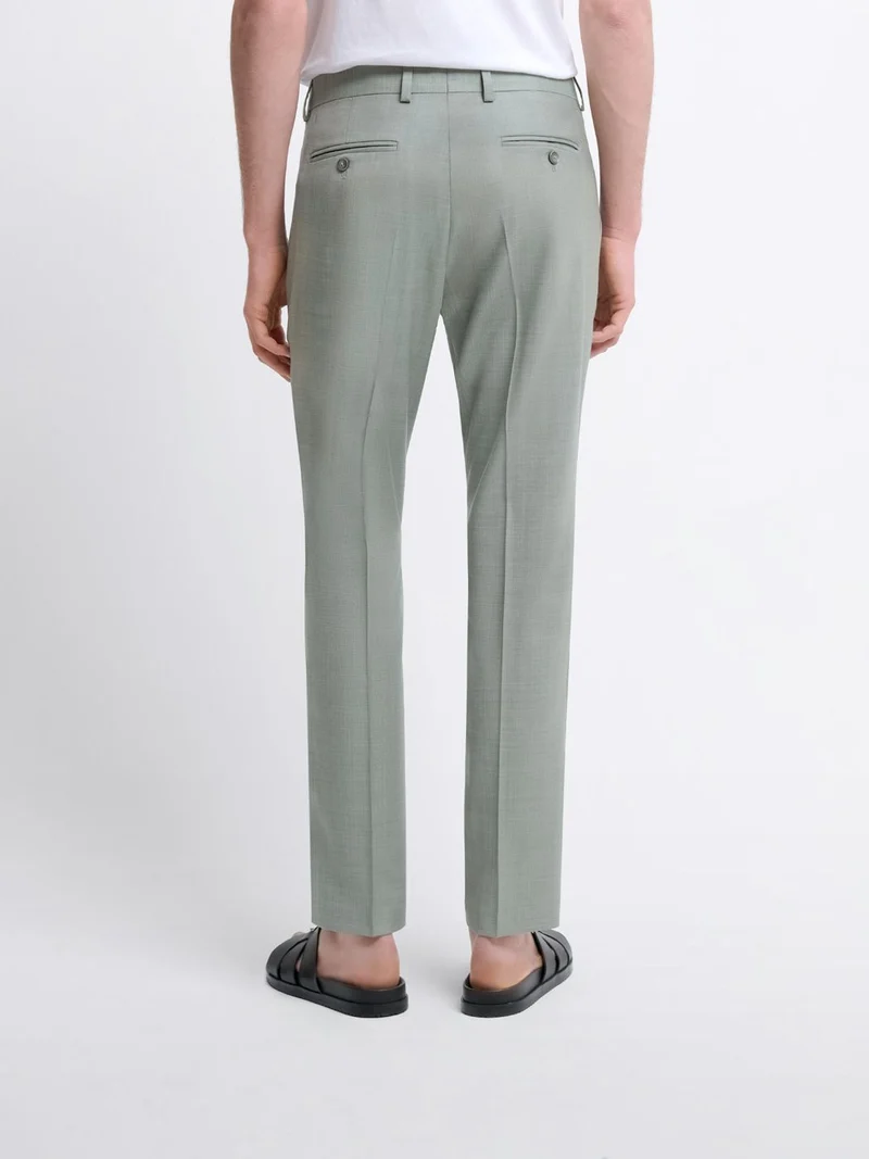 Costume 3 pièces slim en laine vert amande