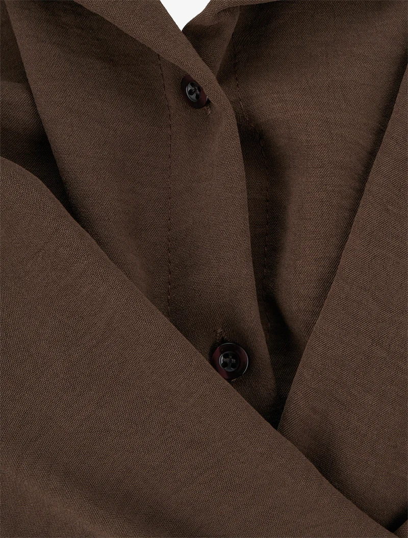 Robe chemise à pan à nouer - Marron