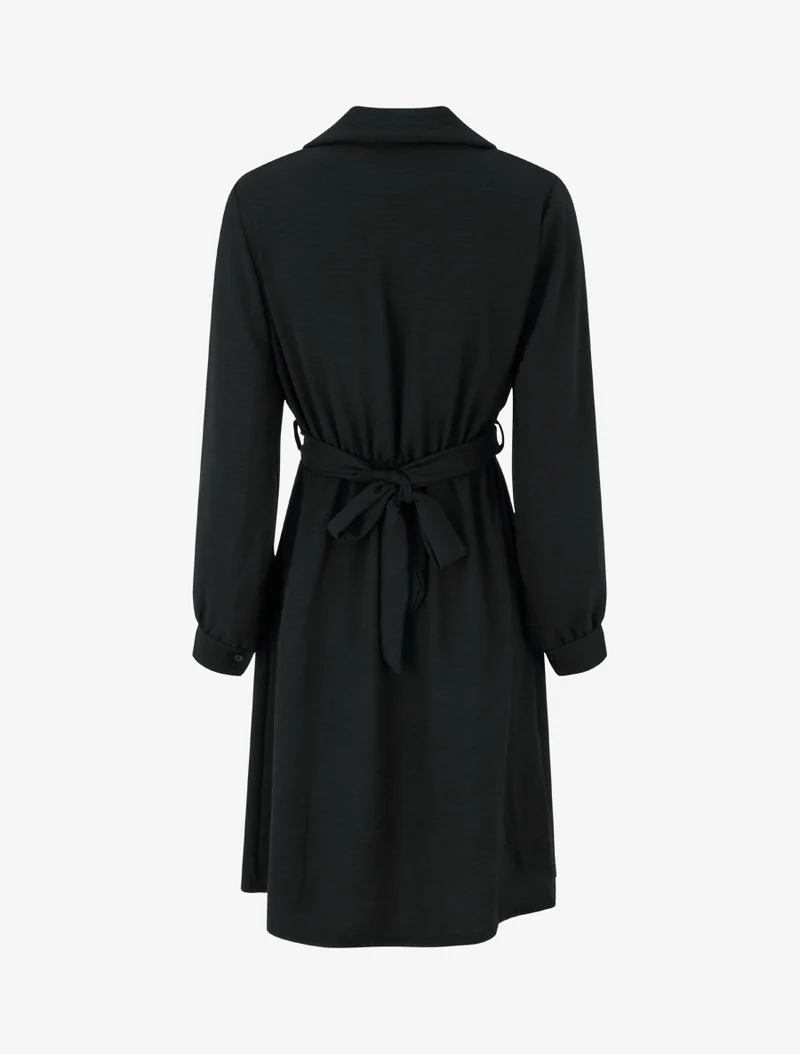 Robe chemise à pan à nouer - Noir