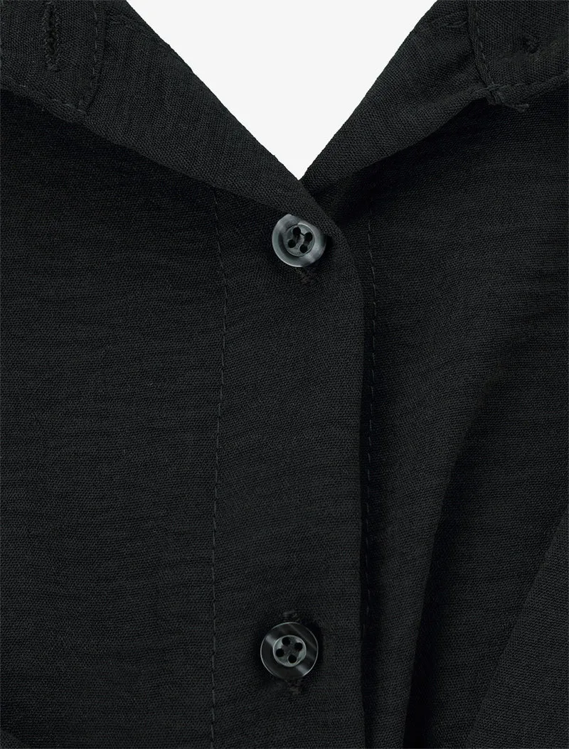 Robe chemise à pan à nouer - Noir