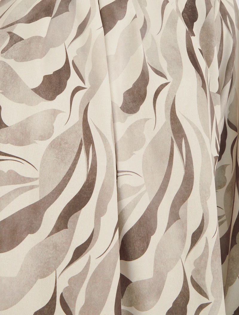 Blouse imprimé abstrait à col rond - Beige