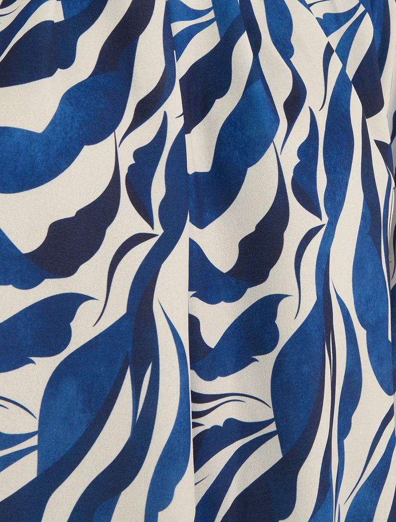 Blouse imprimé abstrait à col rond - Marine