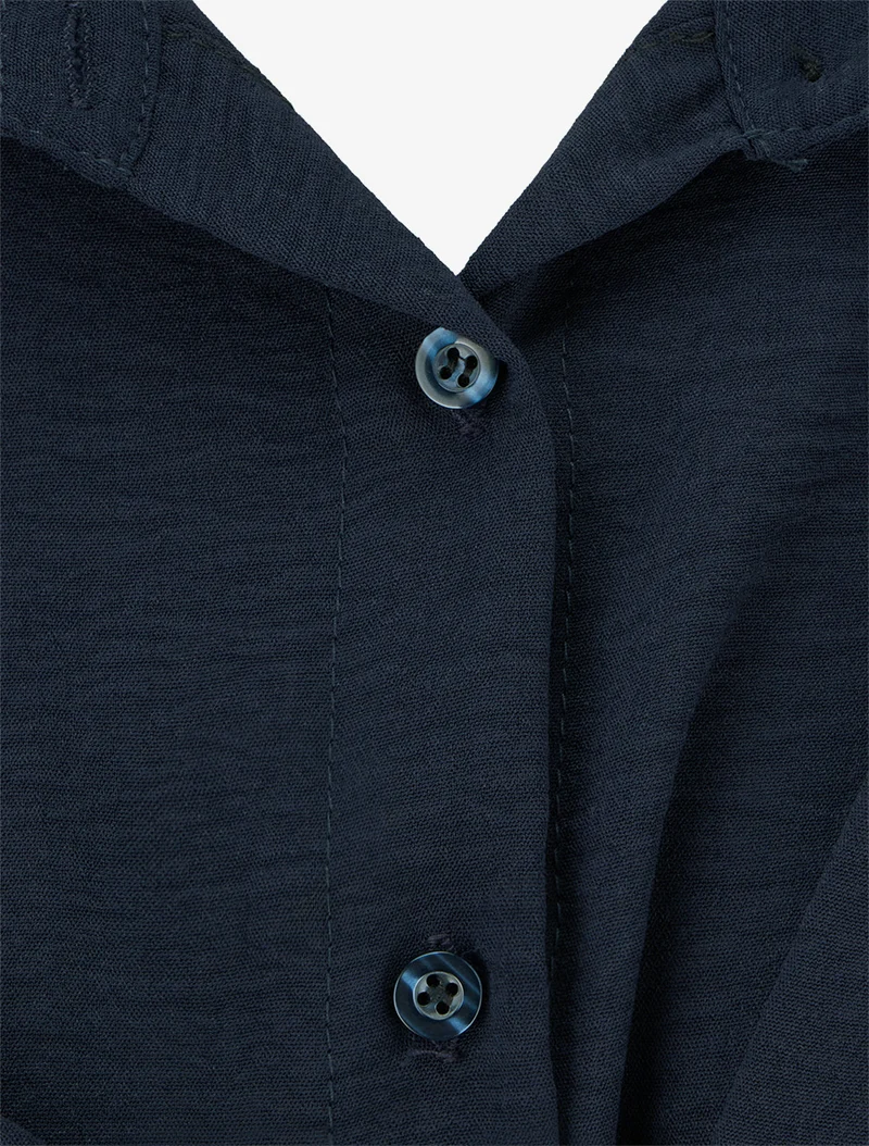 Robe chemise à pan à nouer - Marine