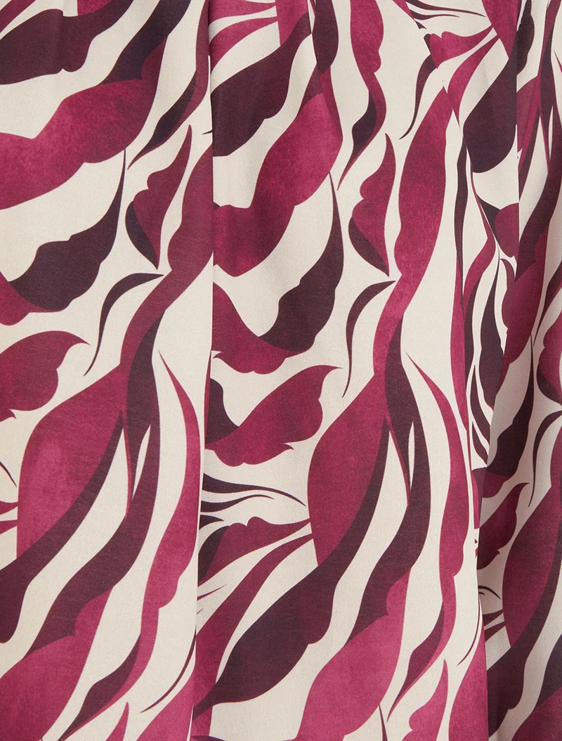 Blouse imprimé abstrait à col rond - Prune