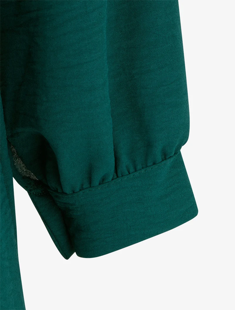 Robe chemise à pan à nouer - Vert foncé