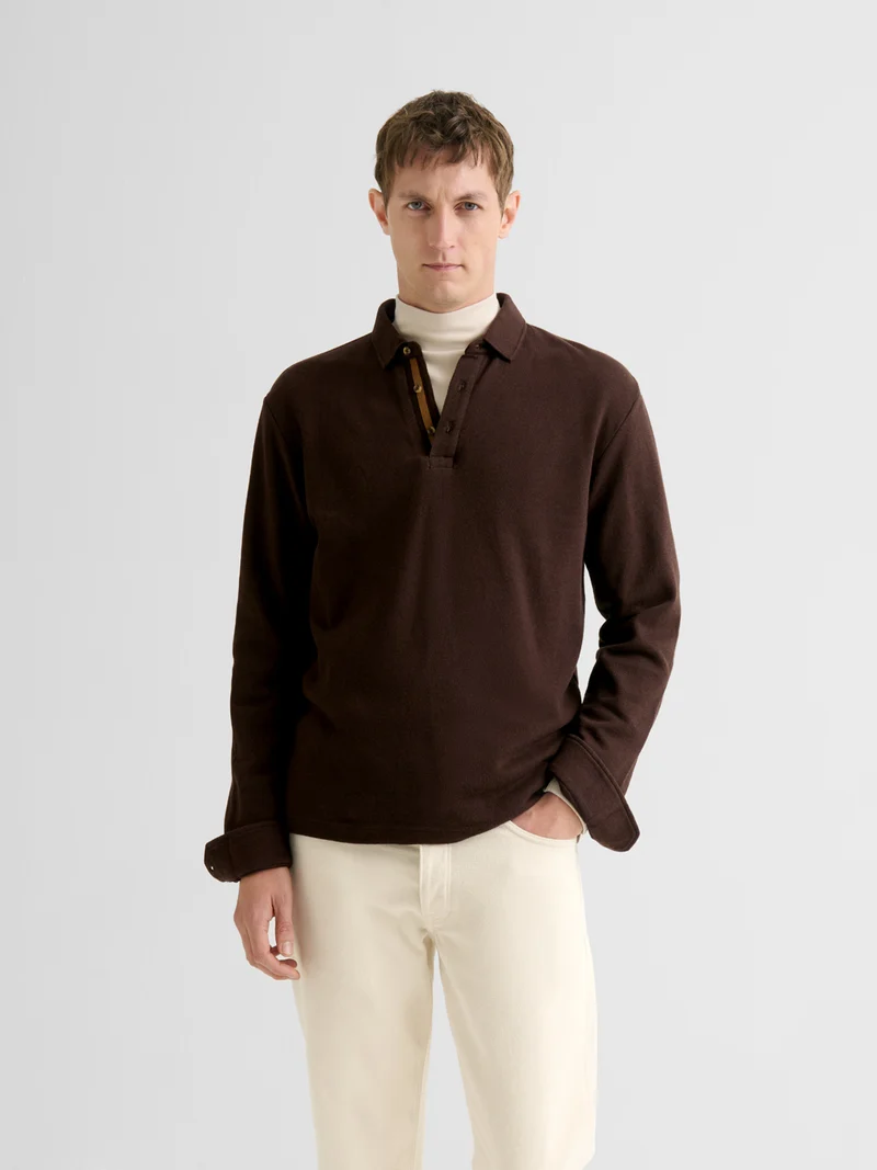 Polo boutonné gauffré