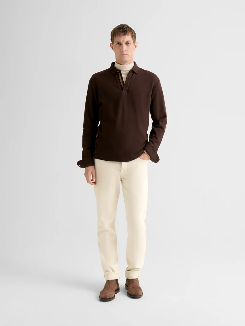 Polo boutonné gauffré