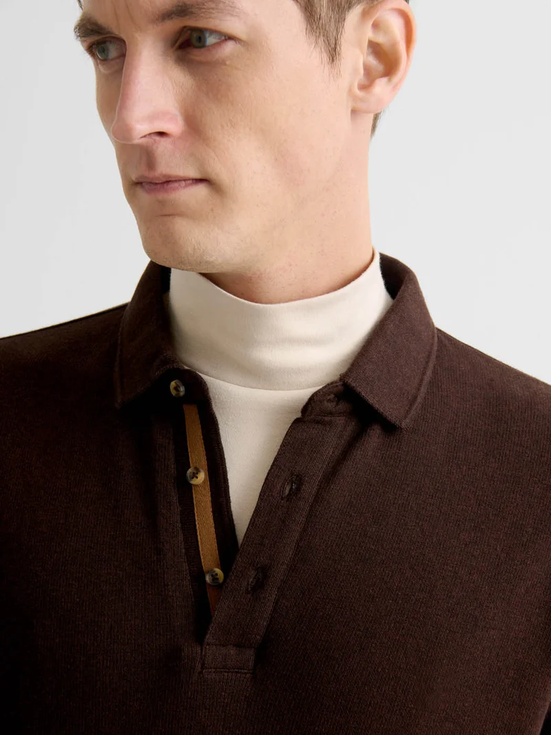 Polo boutonné gauffré