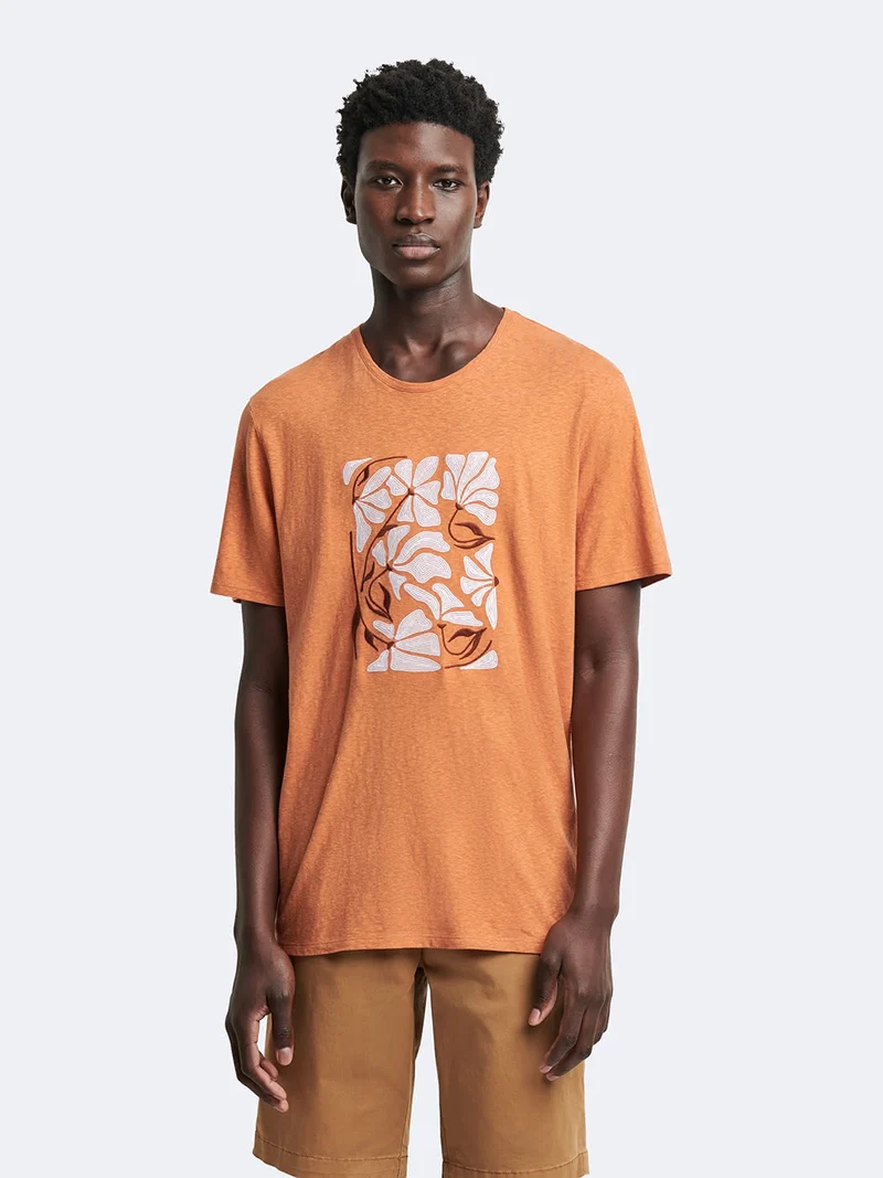 T-shirt col rond en coton à motif