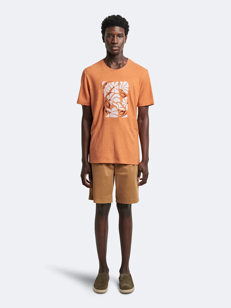 T-shirt col rond en coton à motif