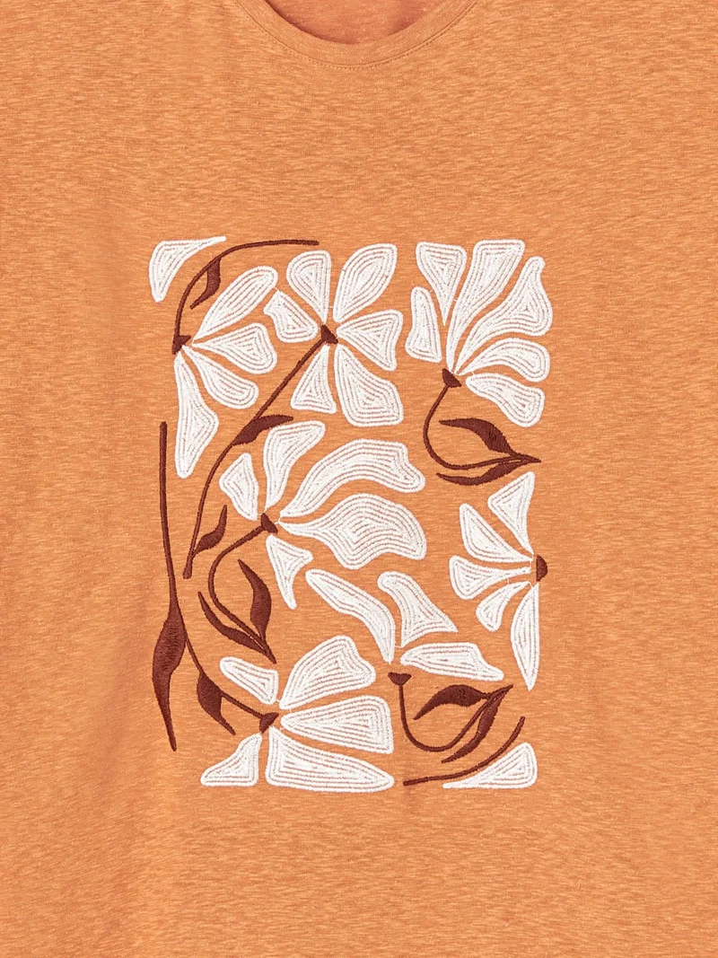 T-shirt col rond en coton à motif
