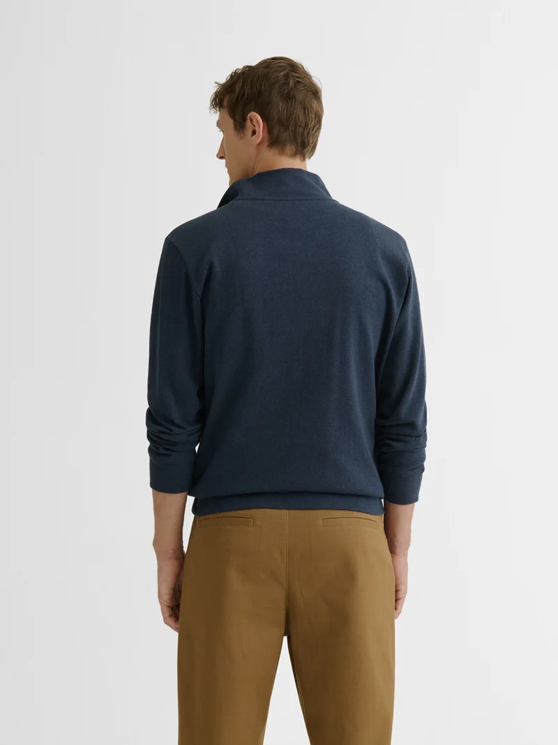 Sweat col zippé chiné