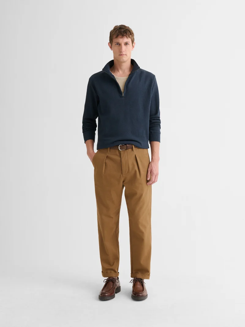 Sweat col zippé chiné