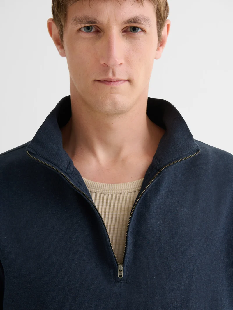 Sweat col zippé chiné