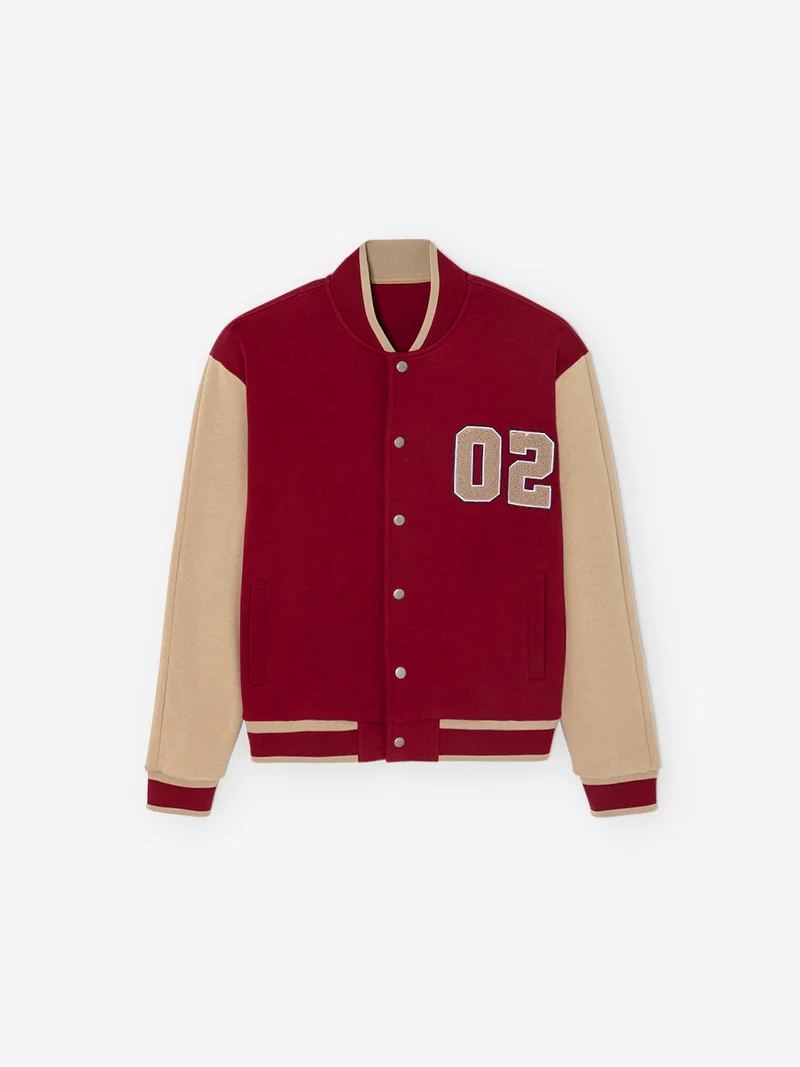 Veste americaine à col teddy en coton