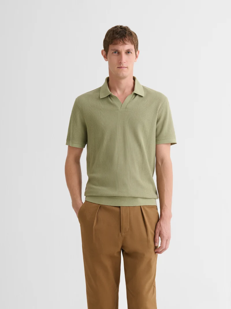 Polo col ouvert gauffré