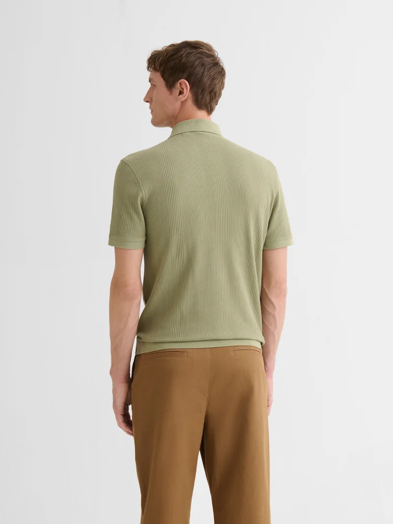 Polo col ouvert gauffré