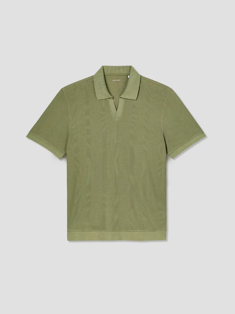 Polo col ouvert gauffré