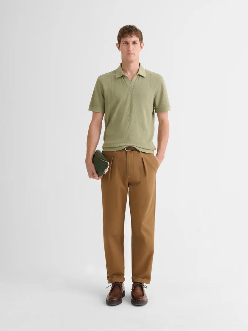 Polo col ouvert gauffré