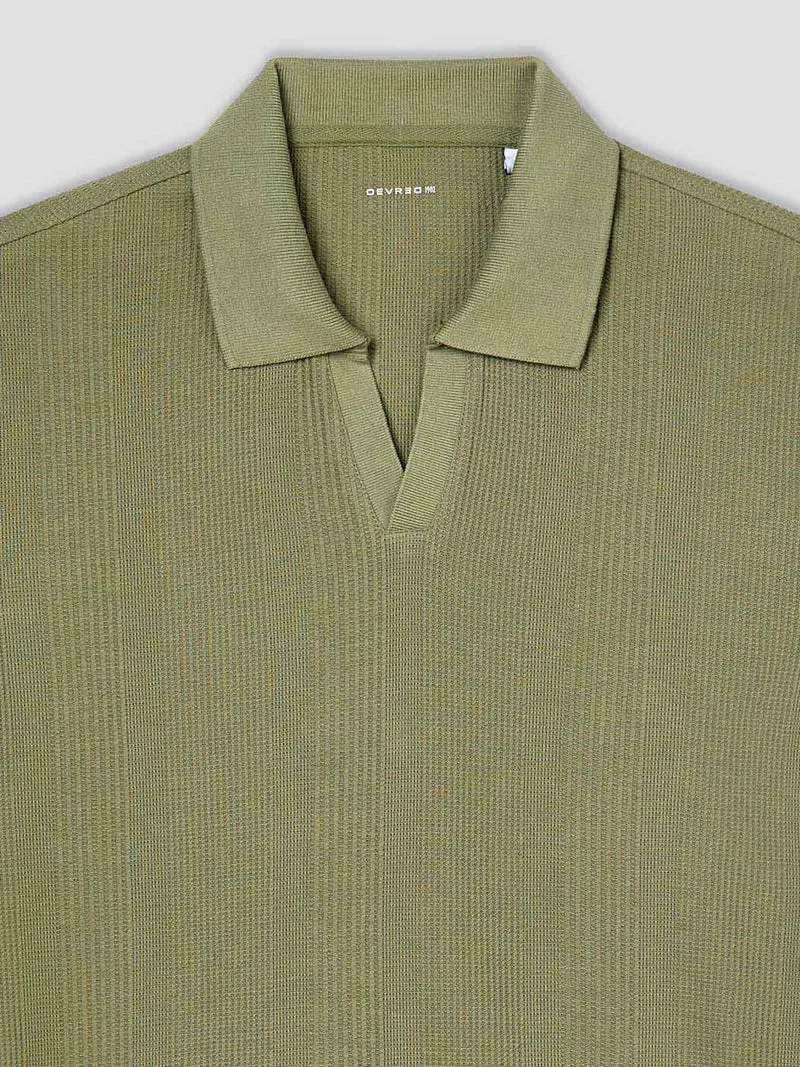 Polo col ouvert gauffré