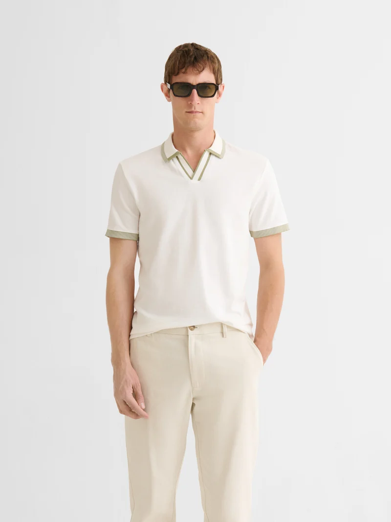 Polo col ouvert en coton