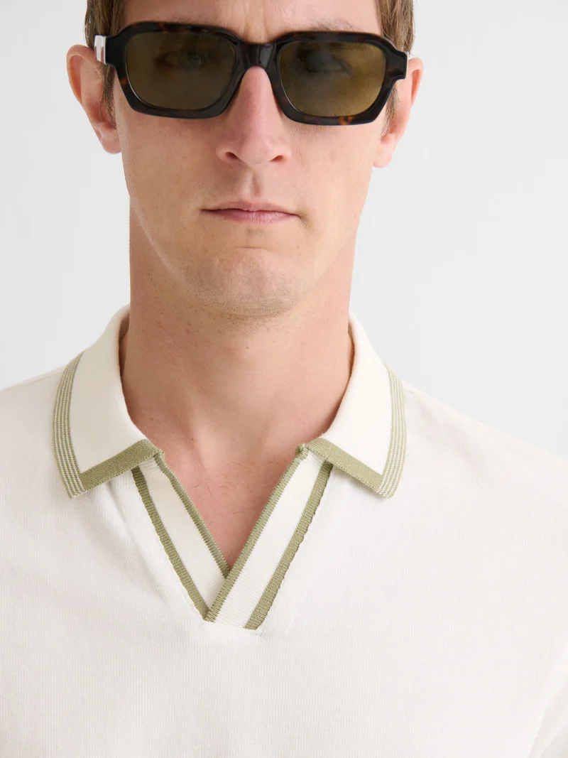 Polo col ouvert en coton
