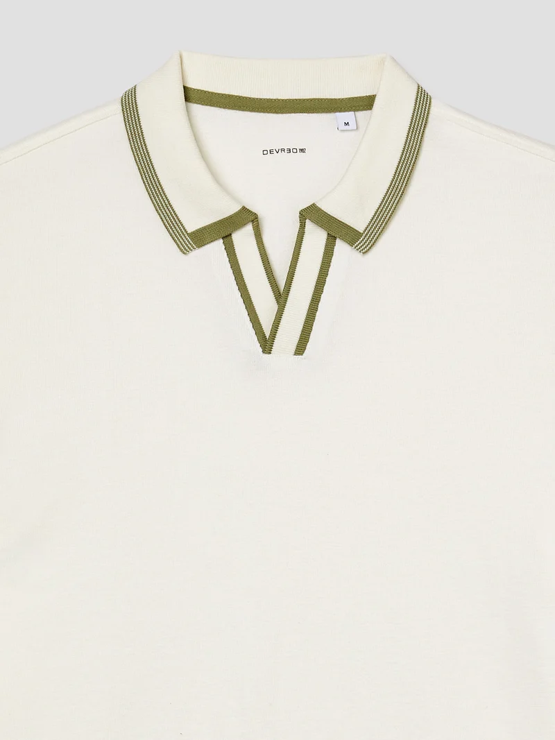 Polo col ouvert en coton