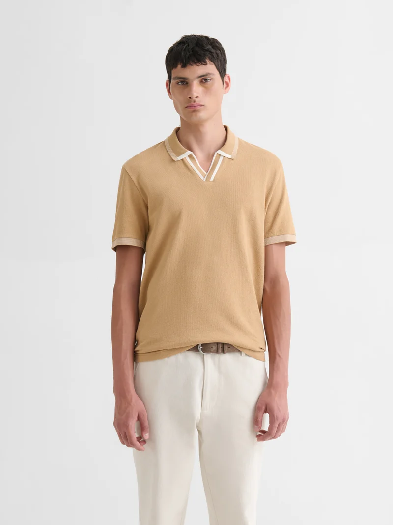 Polo col ouvert en coton