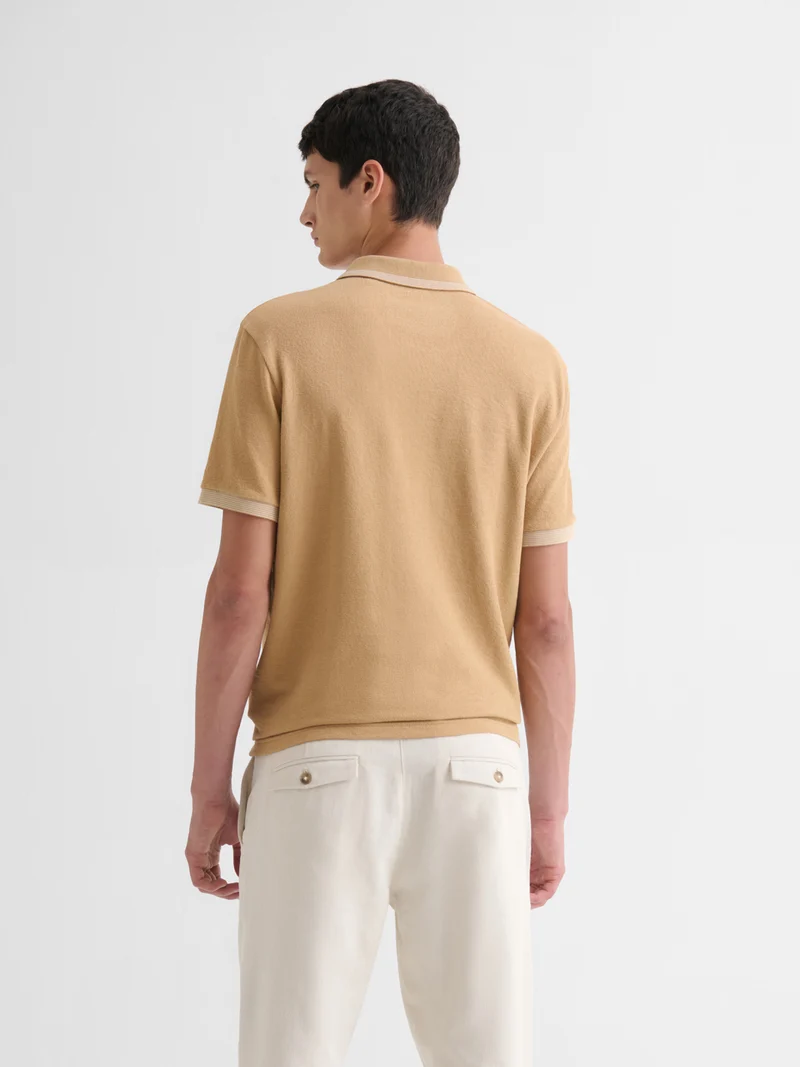 Polo col ouvert en coton