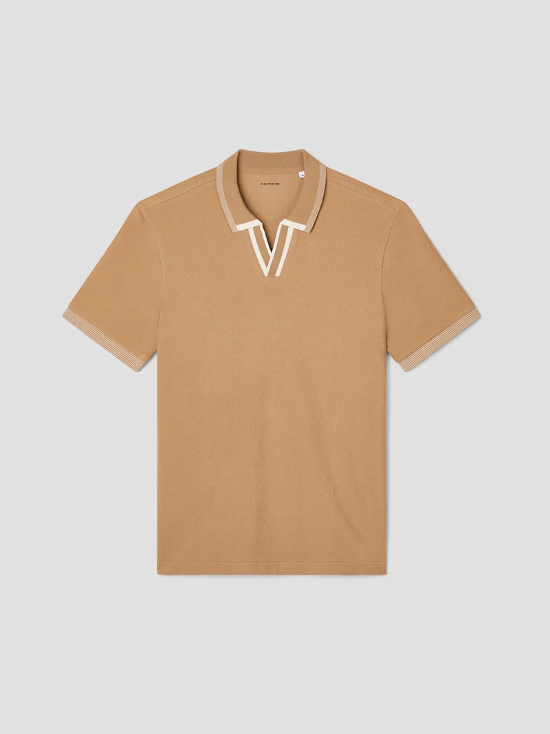 Polo col ouvert en coton