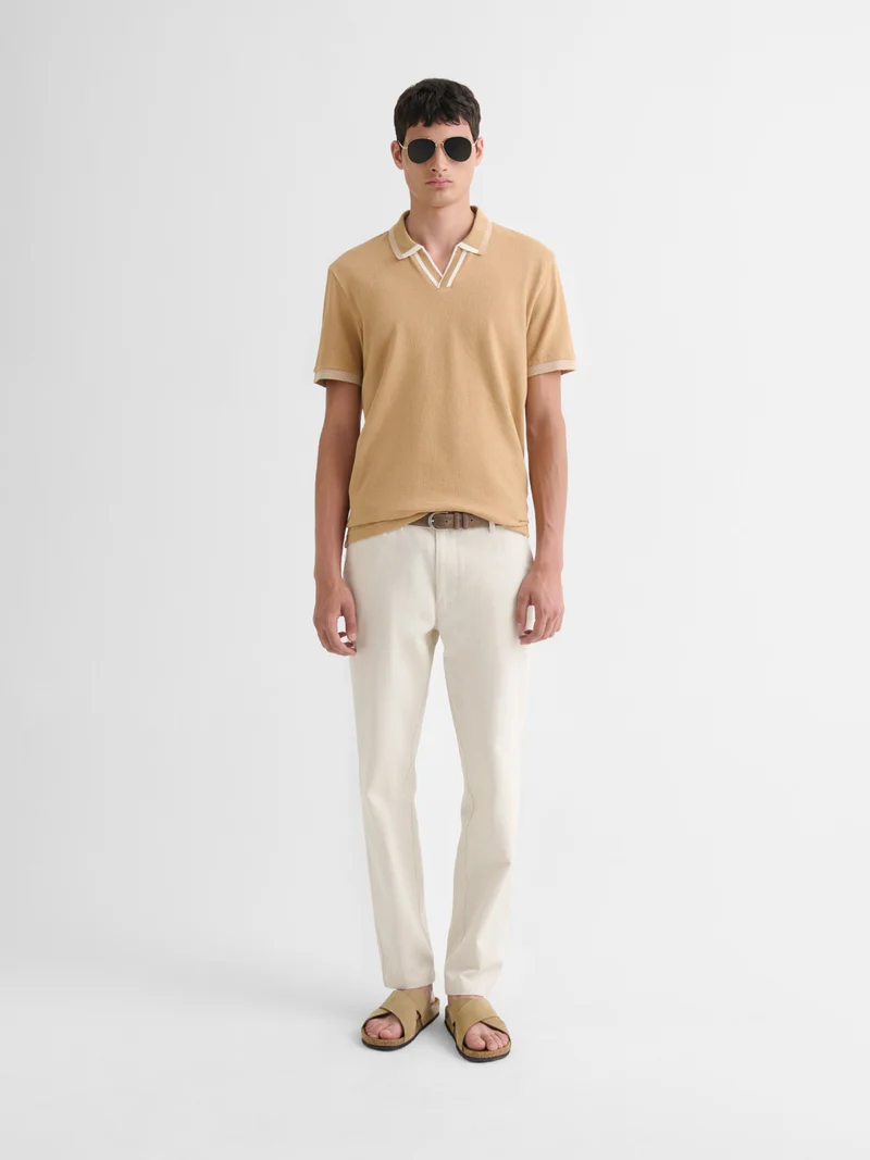 Polo col ouvert en coton