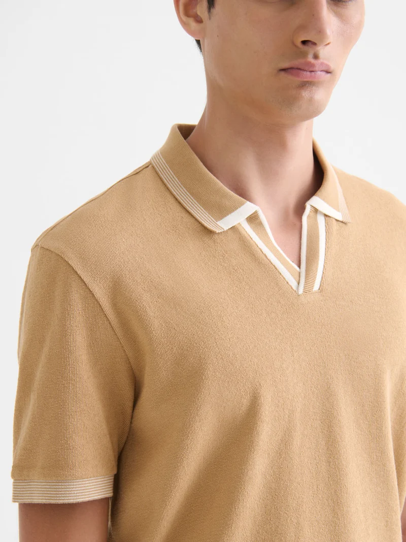 Polo col ouvert en coton