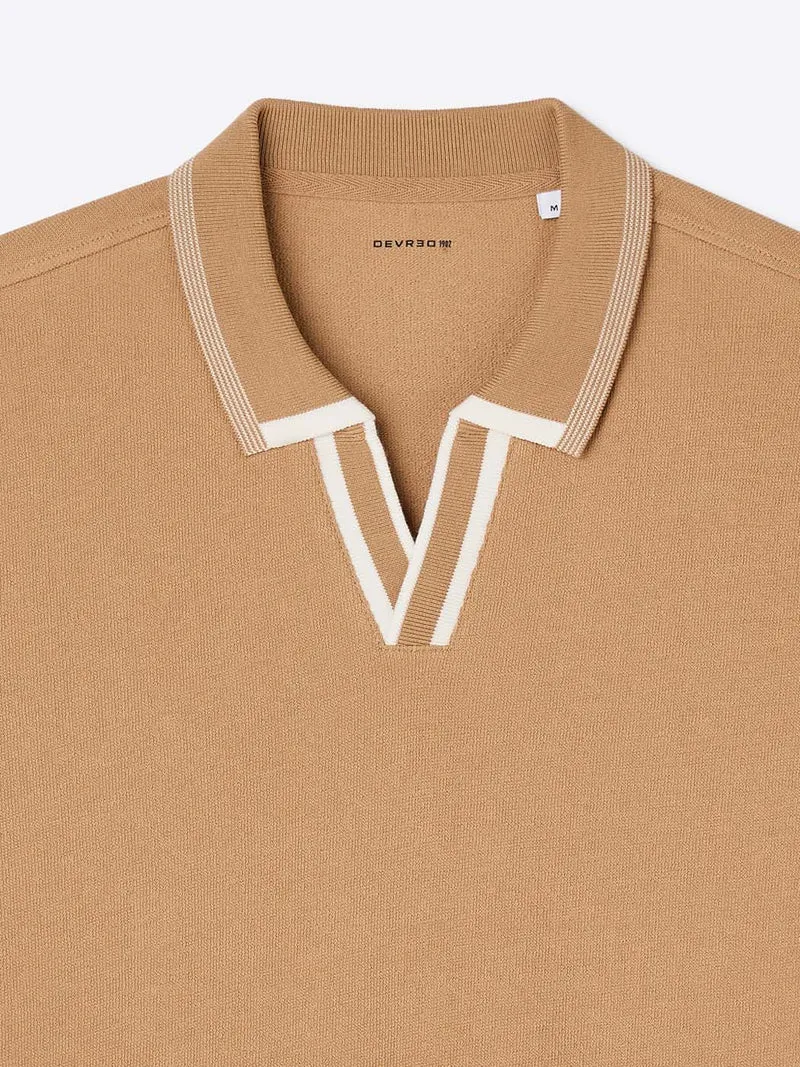 Polo col ouvert en coton