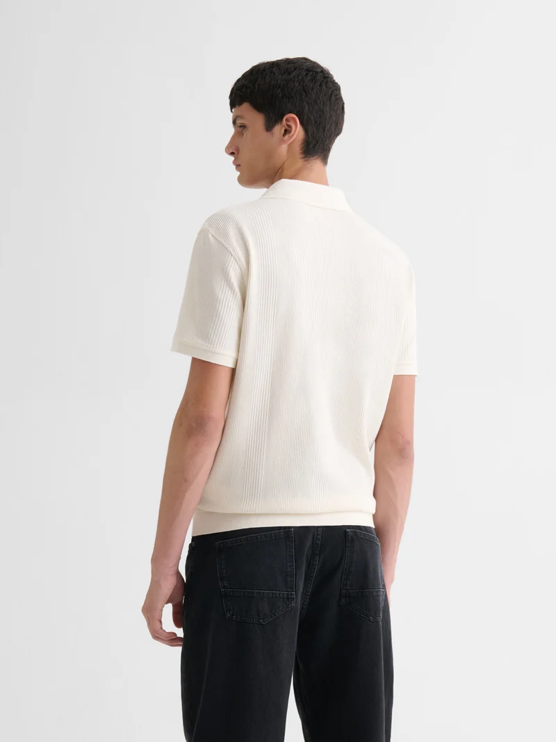 Polo col ouvert gauffré