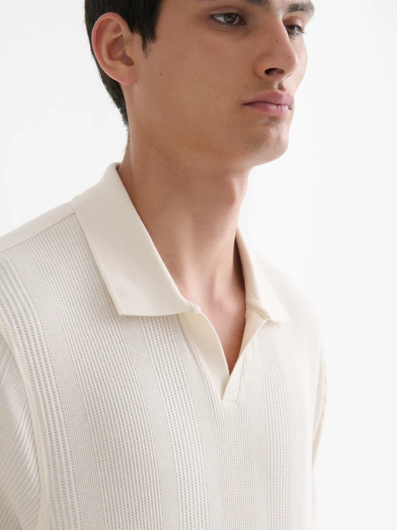 Polo col ouvert gauffré