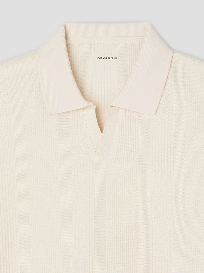 Polo col ouvert gauffré