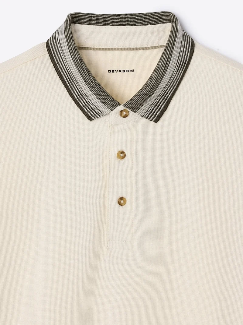 Polo boutonné gauffré