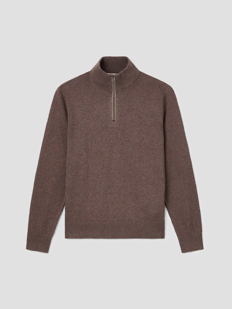 Pull col montant zip en coton cachemire