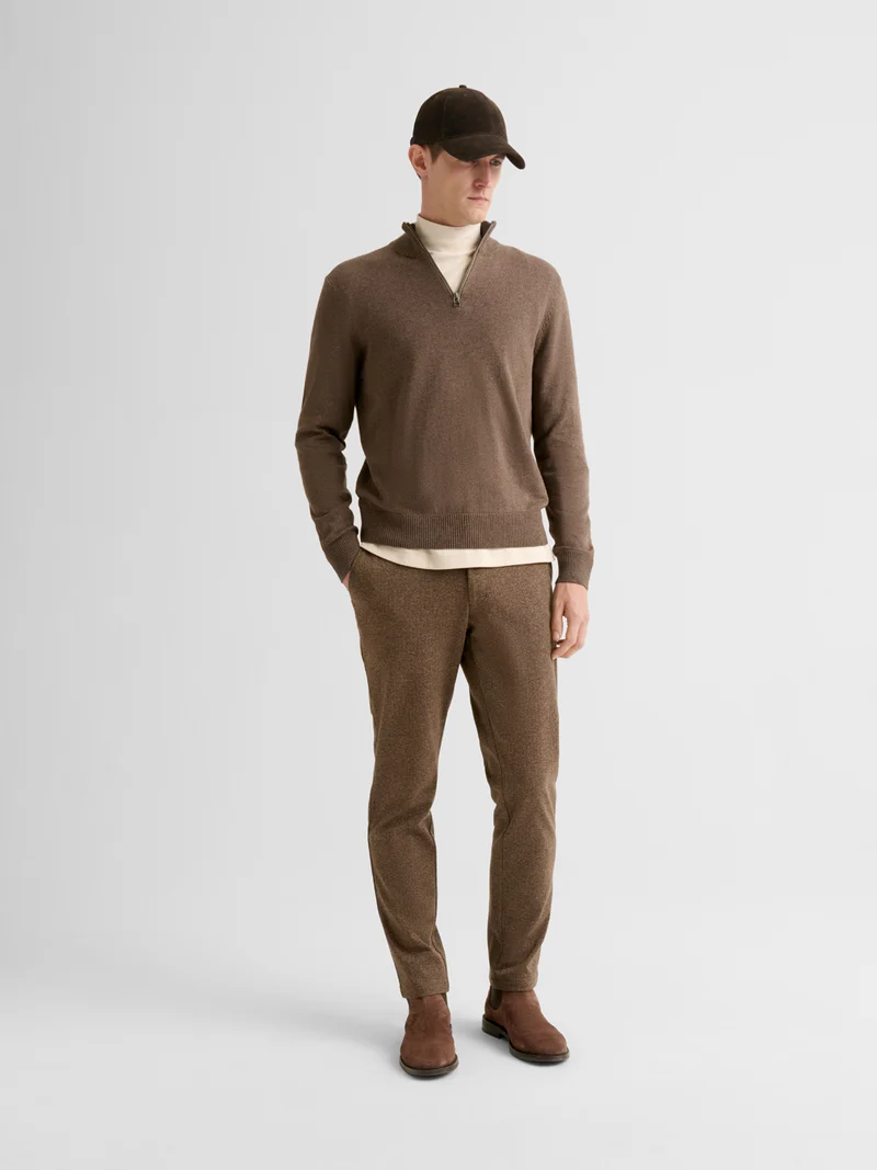 Pull col montant zip en coton cachemire