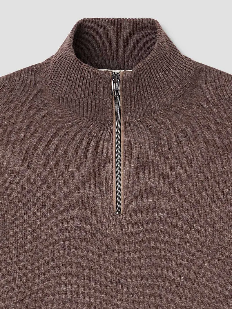 Pull col montant zip en coton cachemire