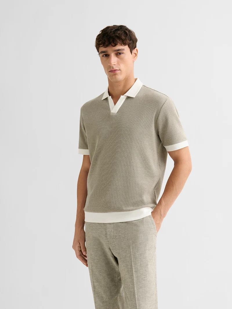 Polo col ouvert gauffré