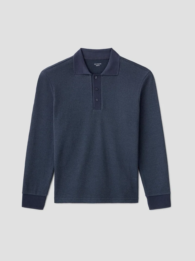 Polo manches longues col boutonné