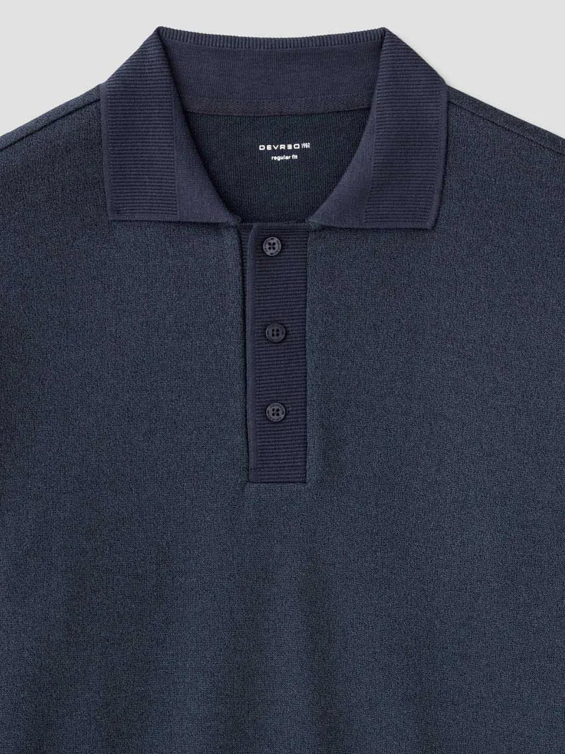 Polo manches longues col boutonné