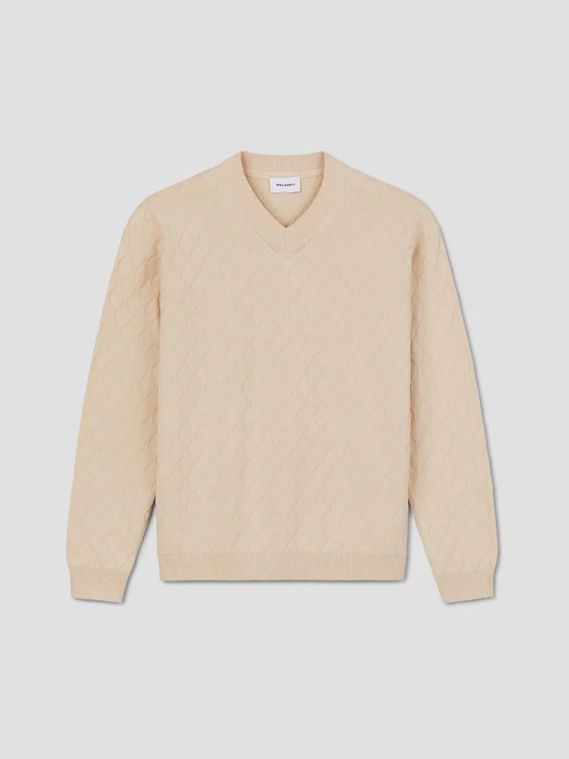 Pull col V tricotage fantaisie
