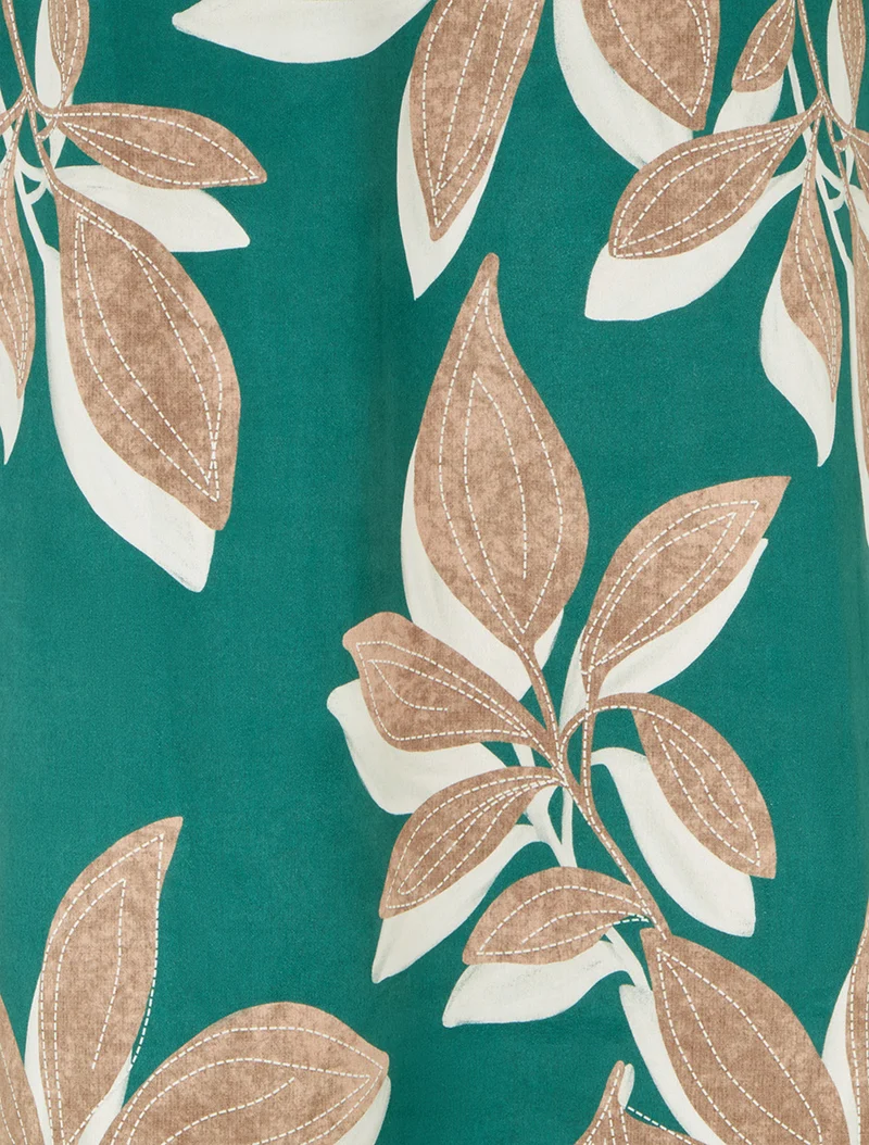 Jupe longue en suédine imprimé feuilles - Vert foncé