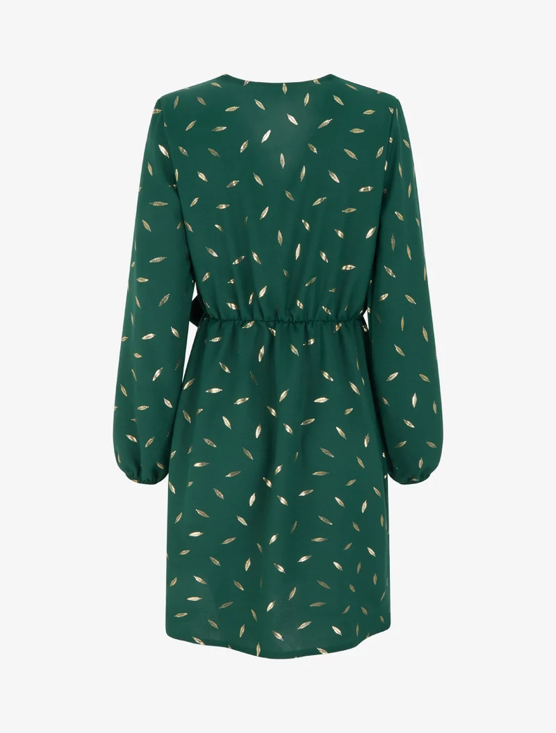 Robe élastiquée à plumes irisées - Vert sapin