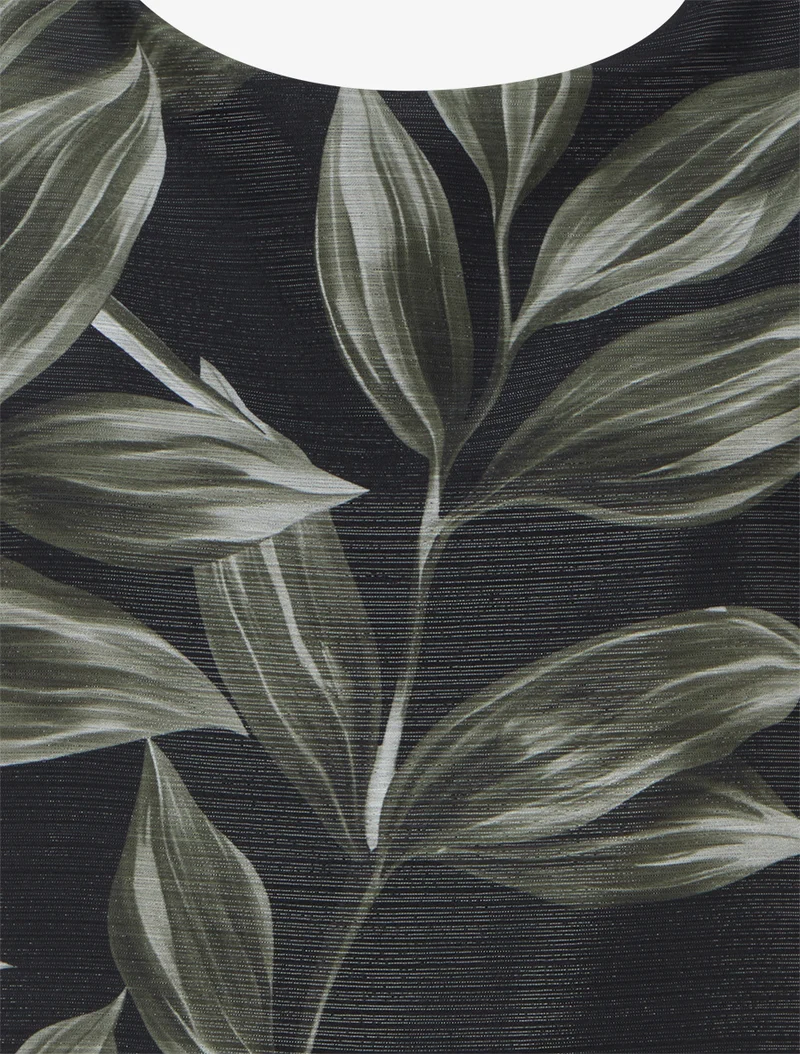Blouse imprimé feuillage à détail irisé - Noir