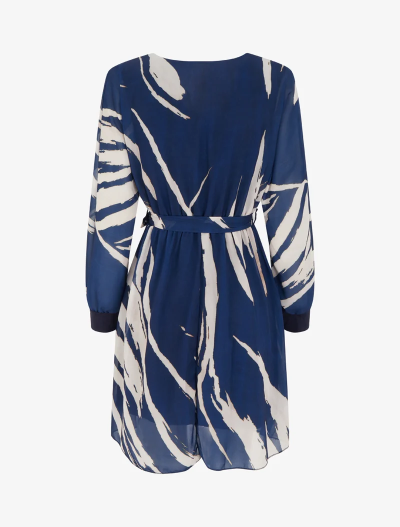 Robe évasée à imprimé abstrait - Marine